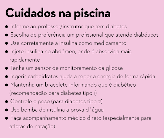 Cuidados na piscina     Informe ao professor instrutor que tem diabetes     Escolha de prefer ncia um profissional qu   