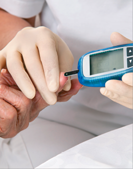 blood glucose meter  the blood sugar value is measured on a finger