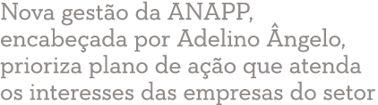 Nova gest o da ANAPP, encabe ada por Adelino  ngelo, prioriza plano de a  o que atenda os interesses das empresas do    