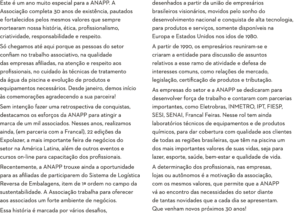 Este   um ano muito especial para a ANAPP  A Associa  o completa 30 anos de exist ncia, pautados e fortalecidos pelos   
