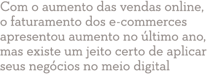Com o aumento das vendas online, o faturamento dos e-commerces apresentou aumento no último ano, mas existe um jeito    