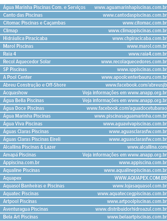 Água Marinha Piscinas Com  e Serviços www aguamarinhapiscinas com br Canto das Piscinas www cantodaspiscinas com br C   