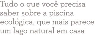 Tudo o que você precisa saber sobre a piscina ecológica, que mais parece um lago natural em casa