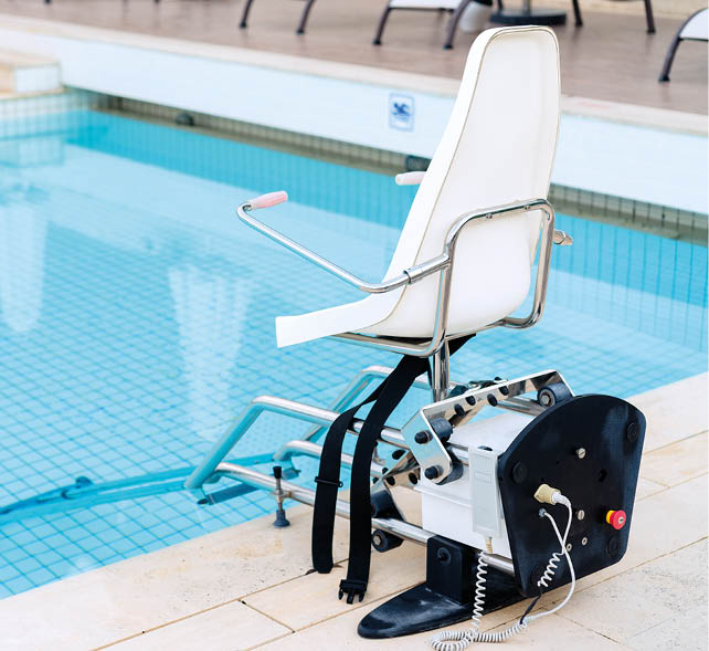 Swimming pool lifts for disabled people access to the pool