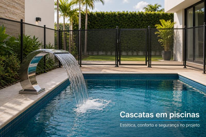 Cascatas em piscinas: estética, conforto e segurança